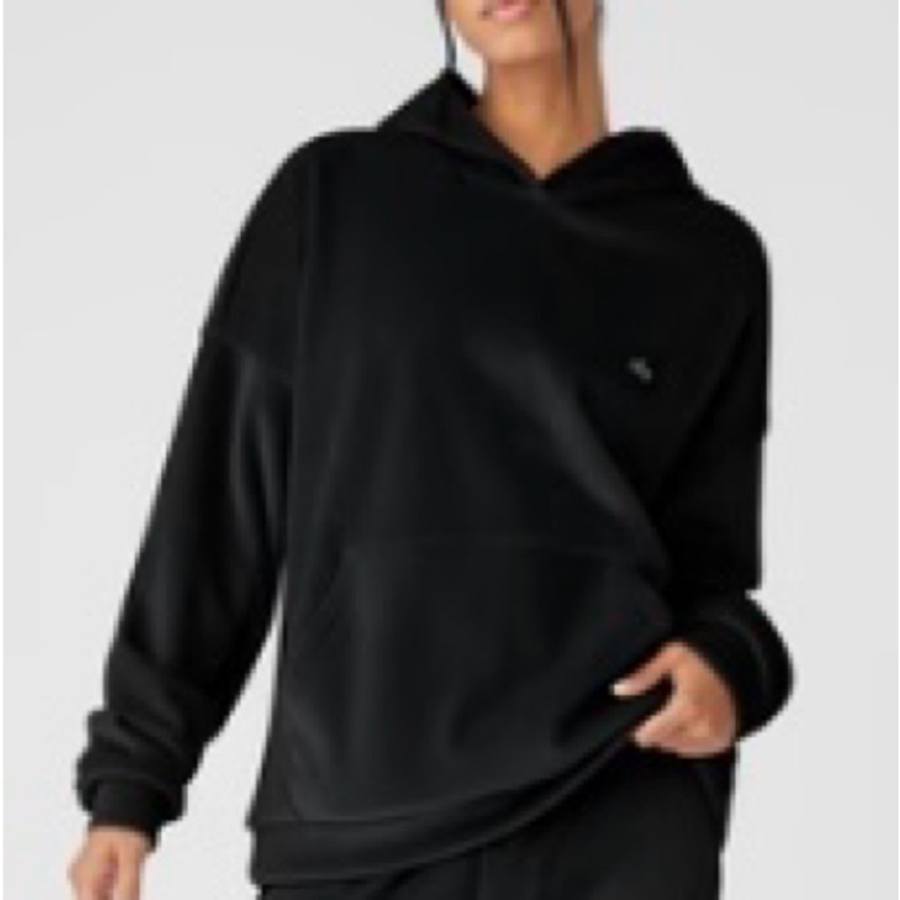 ALO BALLER BLACK RIBBED HOODIE
SIZE XXS OVERSIZED UNISEX